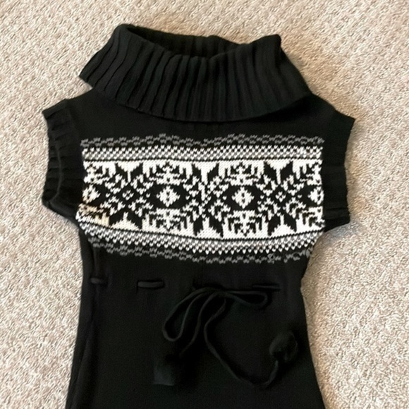 Energie Black Cowl Neck Knit Sweater Dress With Tie - Picture 3 of 6